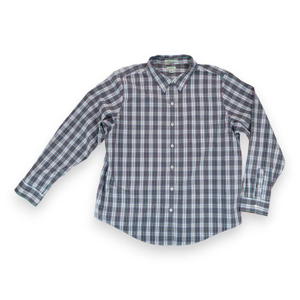 LL Bean Womens XL Wrinkle Free Button Up Shirt Long Sleeve Top Plaid #503436